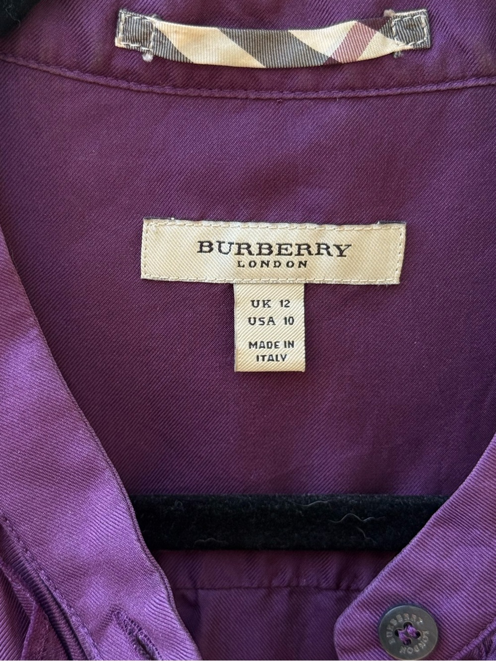 Burberry Purple Ruffled Button-Front Midi Dress - Picture 3 of 7